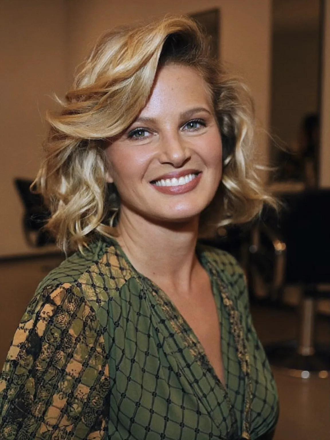 Golden Blonde Textured Bob with Side-Swept Bangs